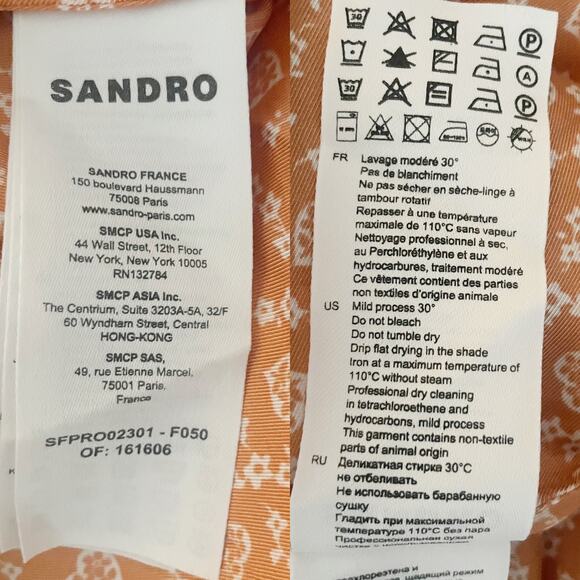 Sandro Printed Satin Twill Floral Midi Wrap Dress Size Medium - Picture 8 of 9